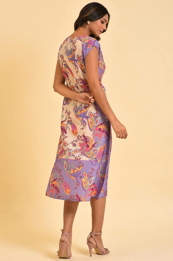 Purple Printed Scarf Patterned Kaftan