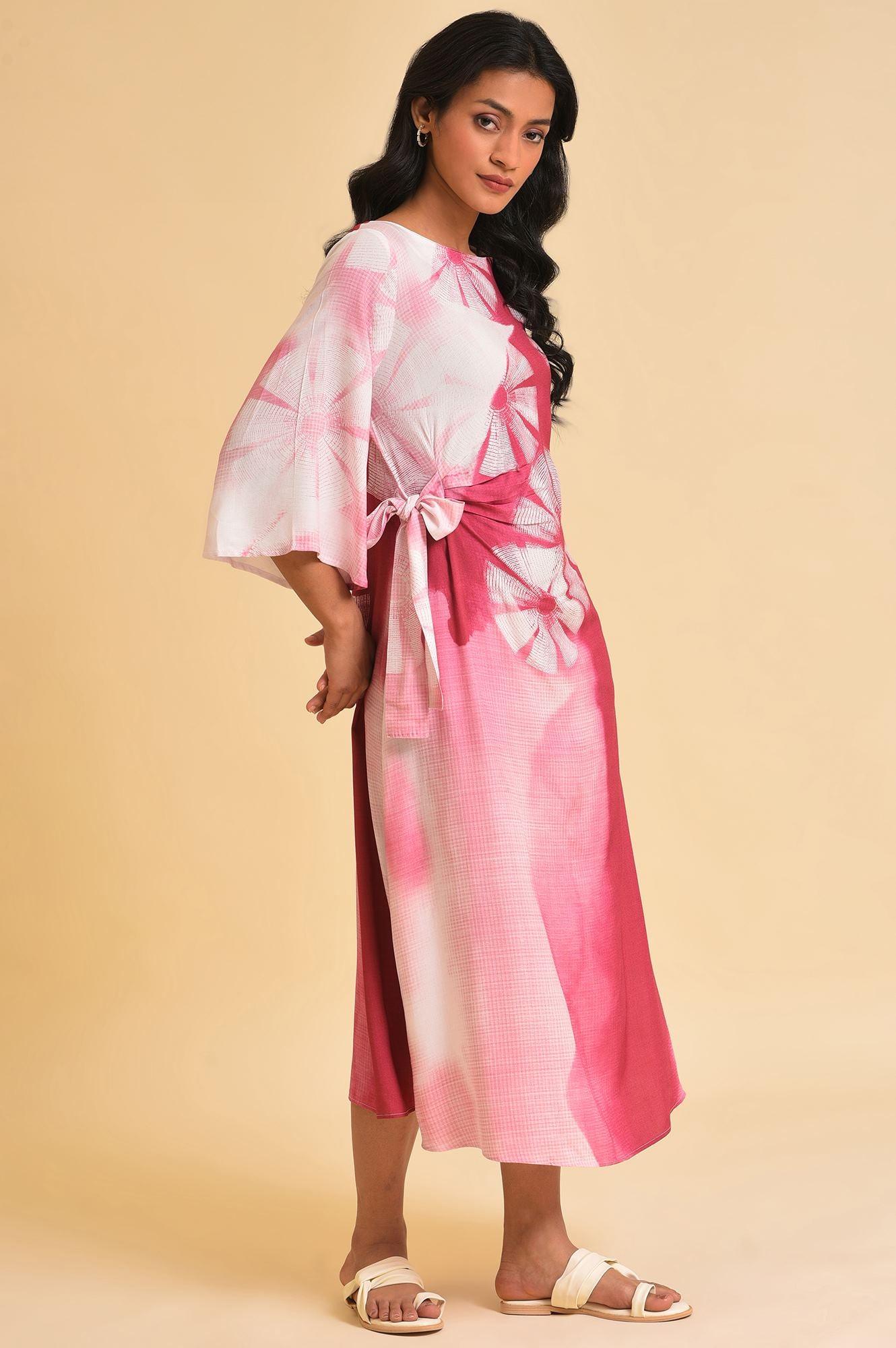 Pink Graphic Print Dress - wforwoman