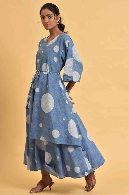 Blue Polka Play Circle Asymmetrical Dress - wforwoman