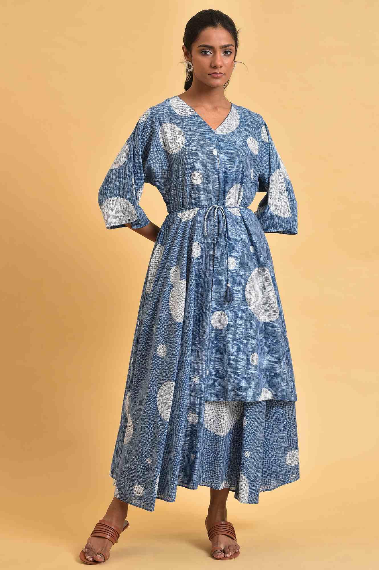 Blue Polka Play Circle Asymmetrical Dress - wforwoman