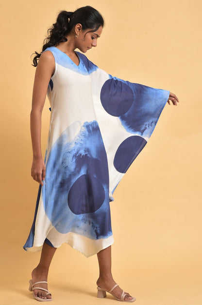 Blue One-Sided Sleeve Kaftan Dress - wforwoman