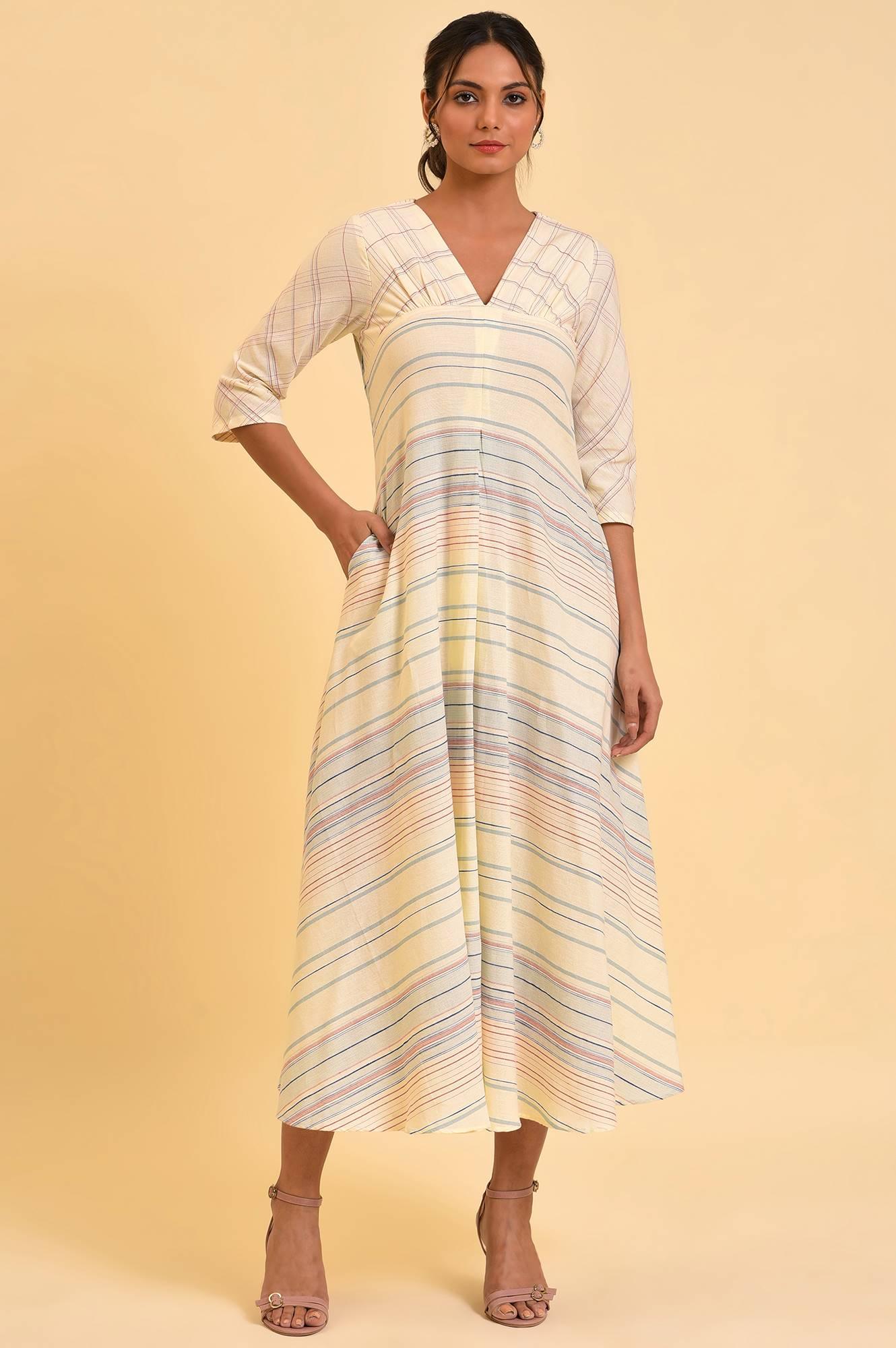 Ecru Summer Maxi Dress With Stylized Back - wforwoman