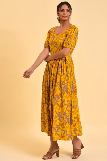 Yellow Pleated Long Summer Maxi Dress - wforwoman