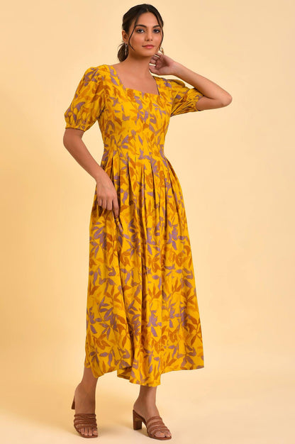 Yellow Pleated Long Summer Maxi Dress - wforwoman