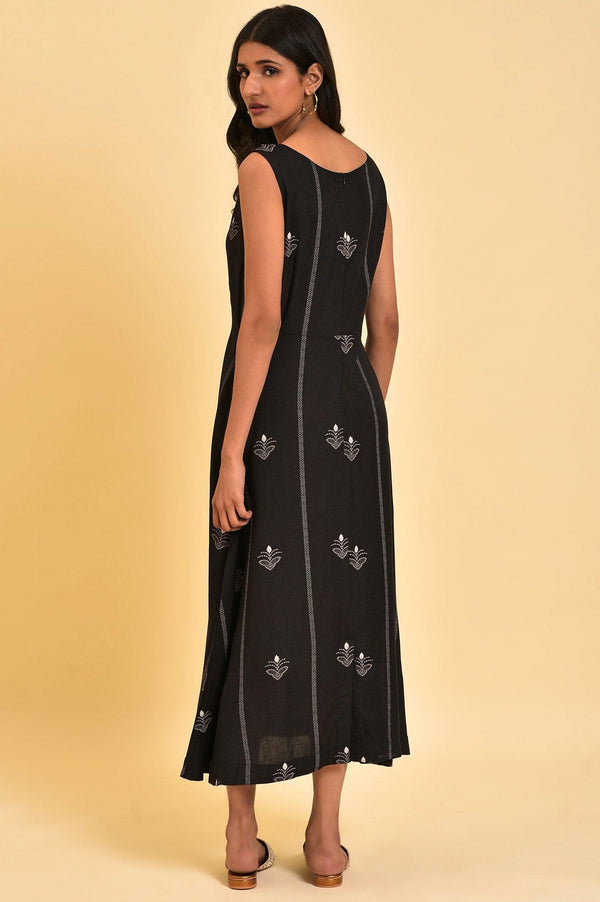 Black Sleeveless A-line Long Dress