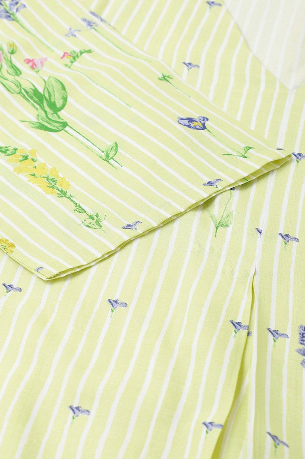 Plus Size Light Green A-Line kurta With Multi-Coloured Print