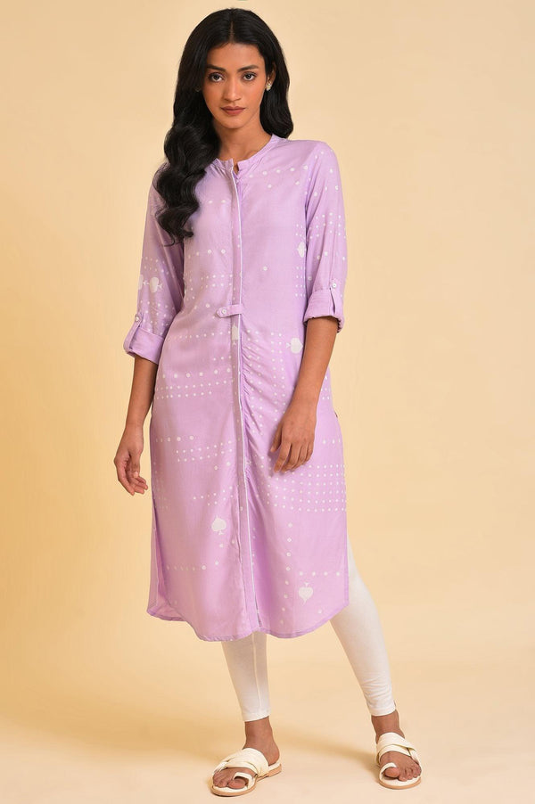Light Purple Polka Dot Modern Plus Size kurta