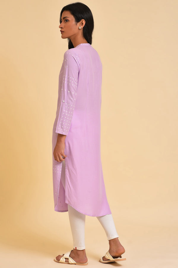 Light Purple Polka Dot Modern Kurta