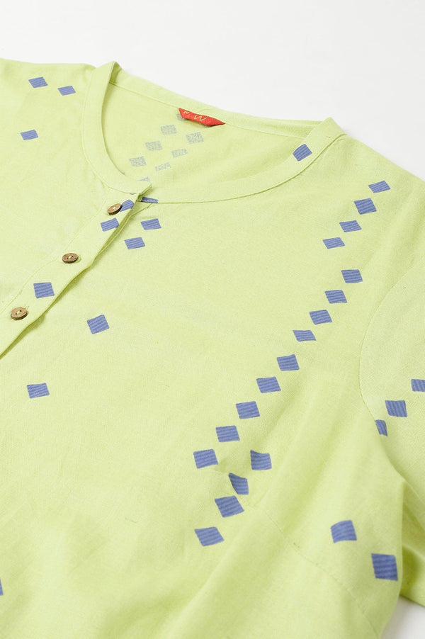 Light Green Printed Asymmetrical Plus Size kurta