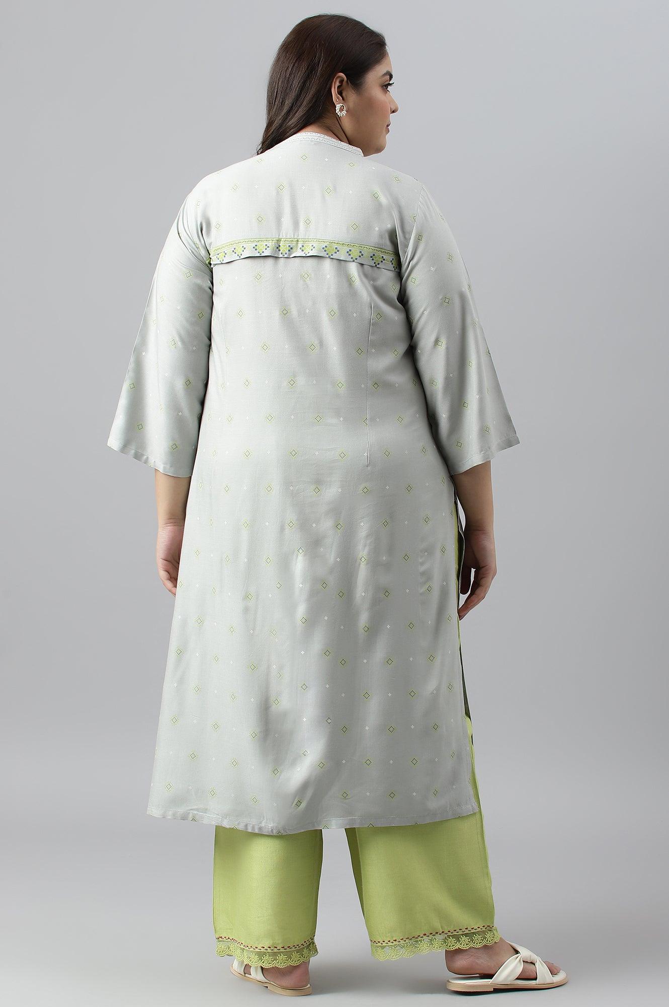 Grey Geometric Printplay Shirt kurta - wforwoman