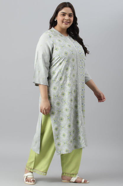 Grey Geometric Printplay Shirt kurta - wforwoman