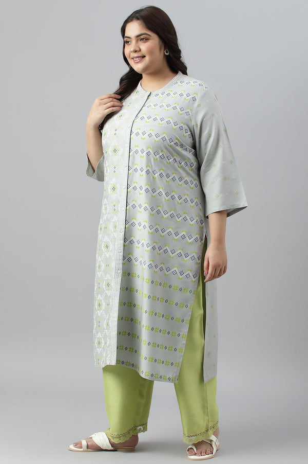 Grey Geometric Printplay Shirt kurta