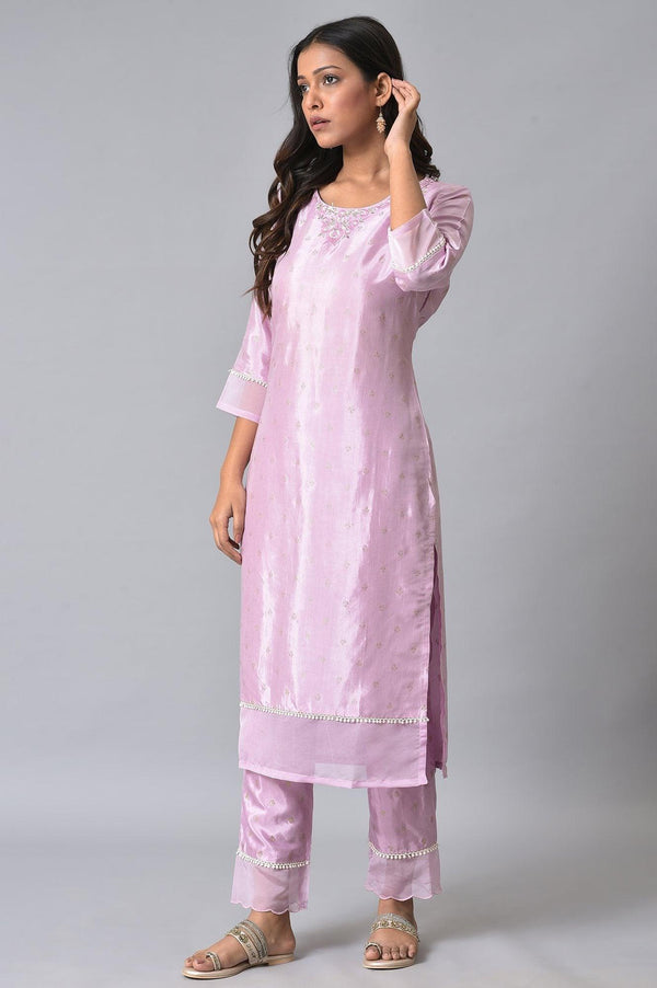 Light Purple Embroidered Plus Size kurta