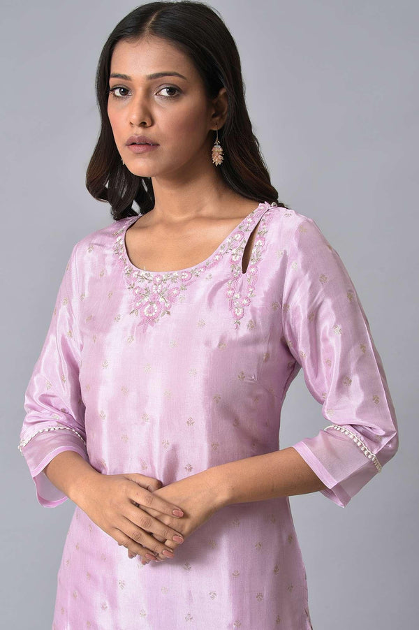 Light Purple Embroidered Plus Size kurta