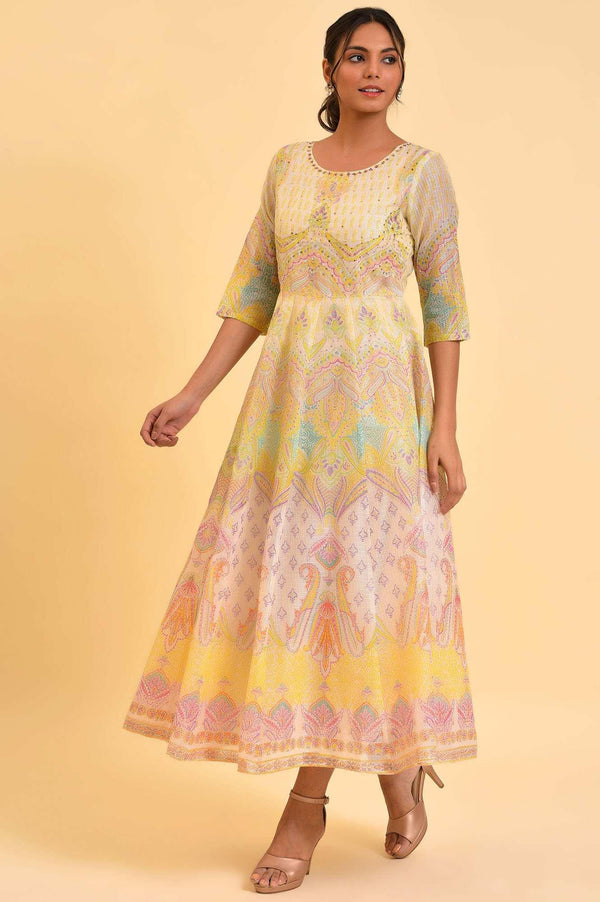 Light Yellow Printed Kota Maxi Dress