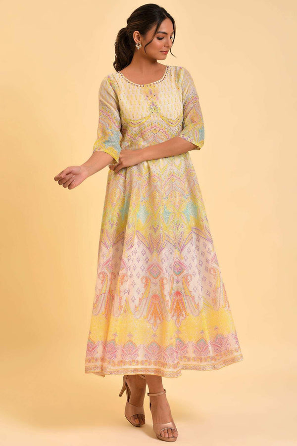 Light Yellow Printed Kota Maxi Dress