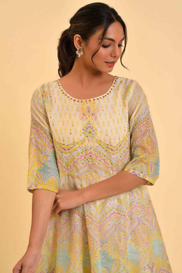 Light Yellow Printed Kota Maxi Dress