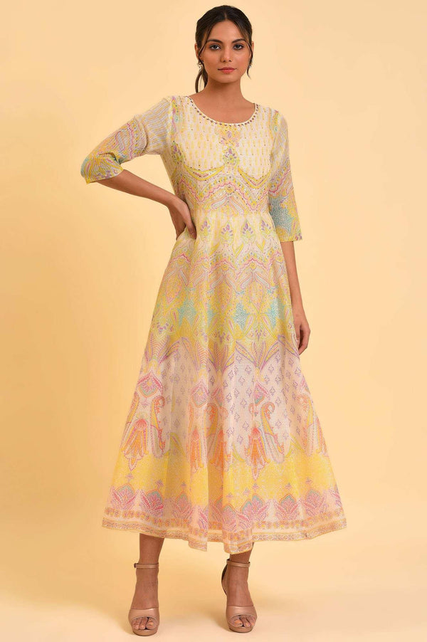 Light Yellow Printed Kota Maxi Dress