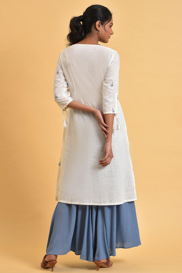 White Floral Print Summer kurta