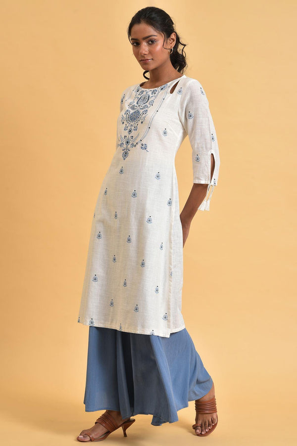 White Floral Print Summer kurta