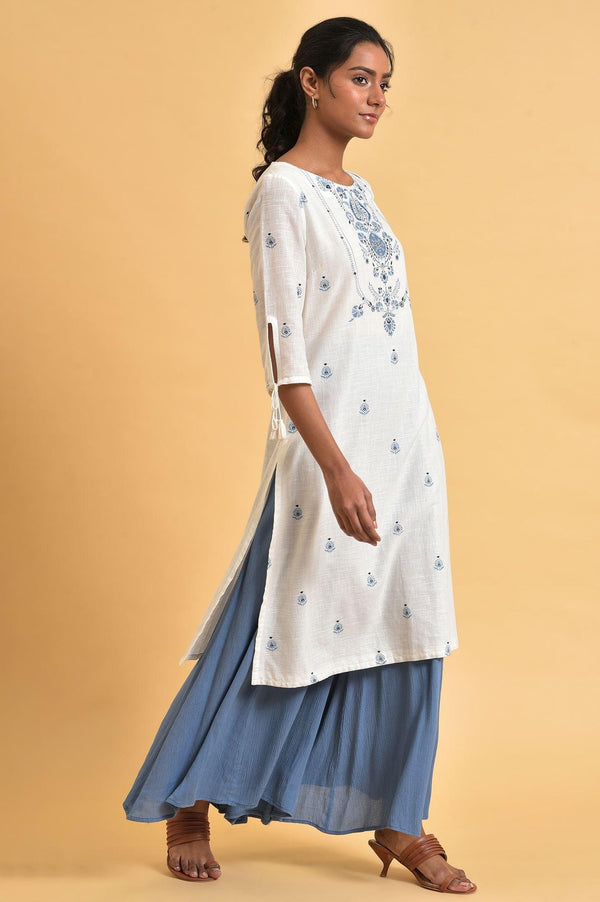 White Floral Print Summer kurta
