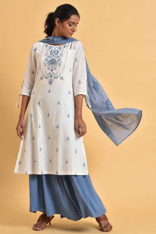 White Floral Print Summer kurta
