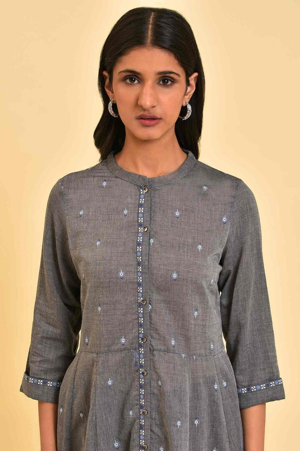 Grey Flared Printed kurta