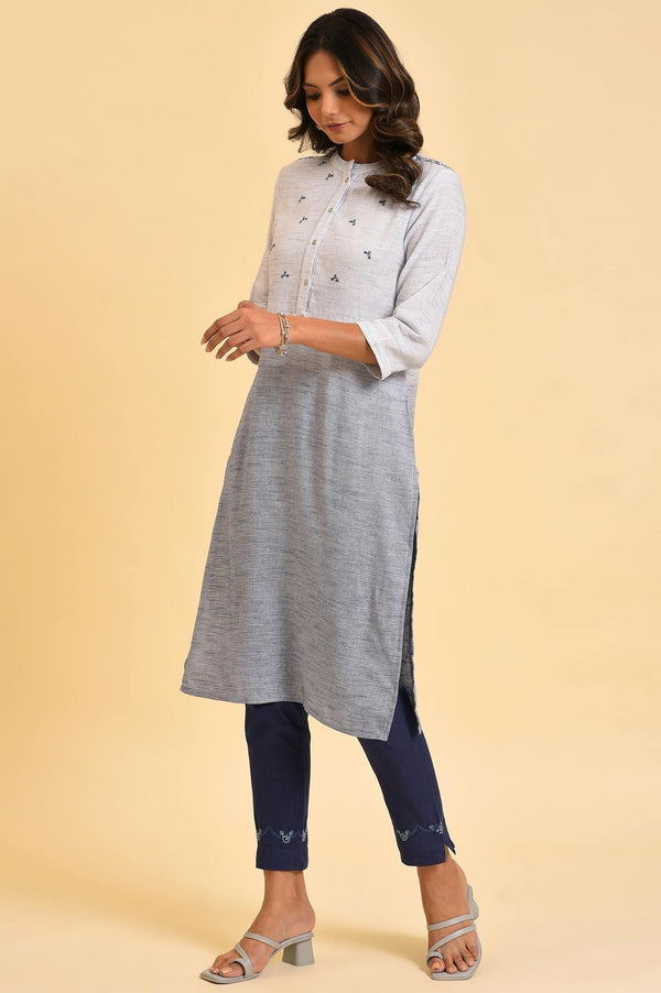 Grey And Blue Ombre Embroidered kurta