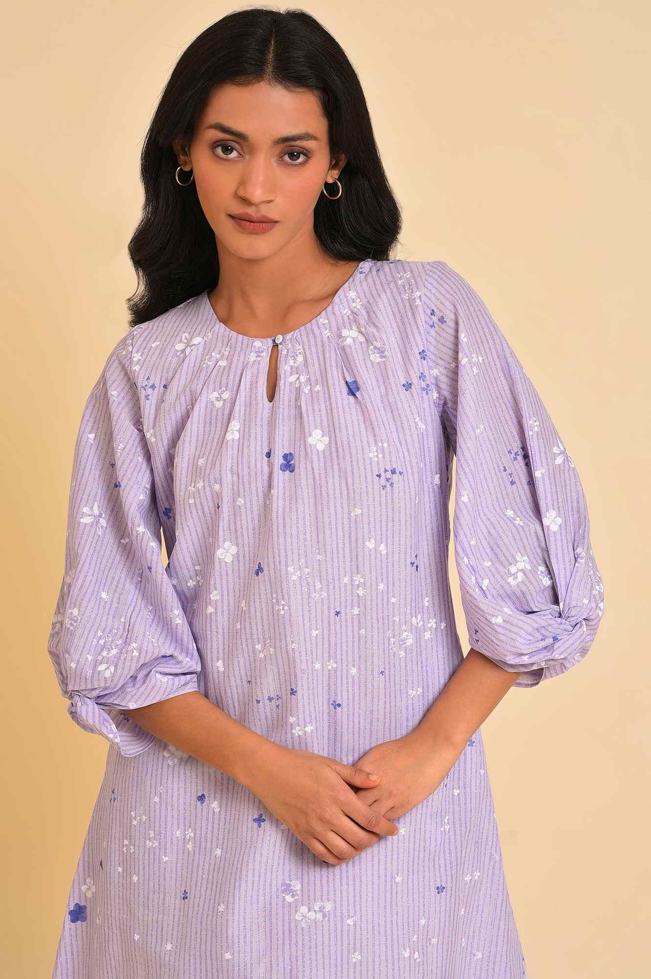 Light Puple Printed Vacay Dress - wforwoman