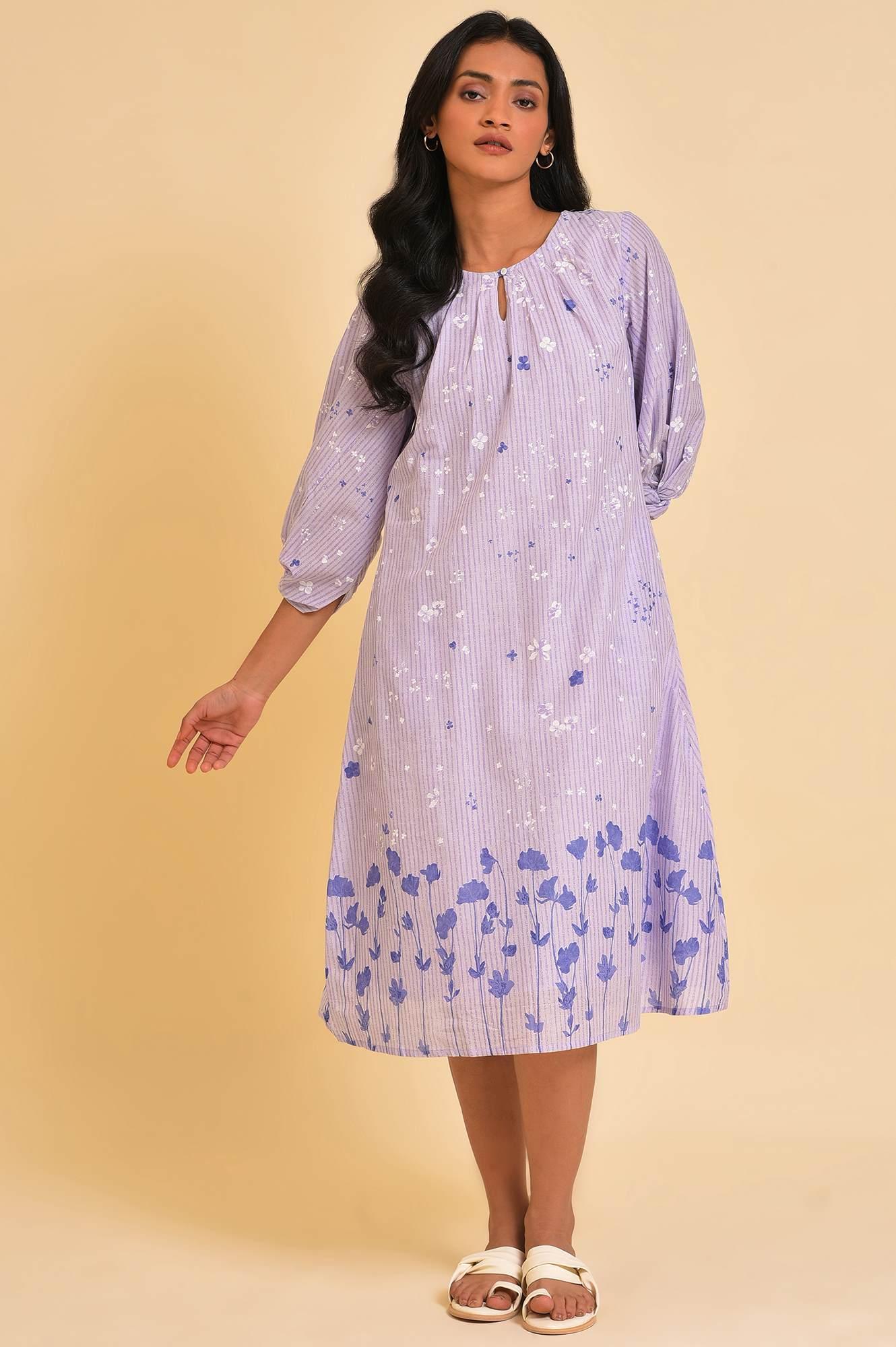 Light Puple Printed Vacay Dress - wforwoman