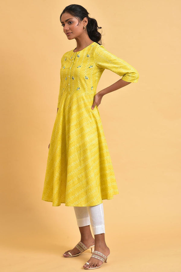 Yellow Cotton Flared Summer Dress