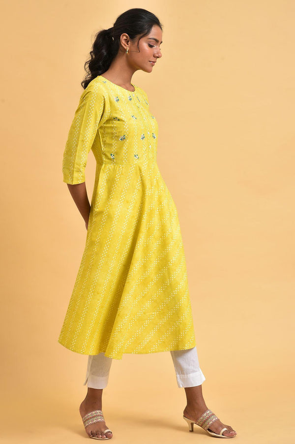 Yellow Cotton Flared Summer Dress