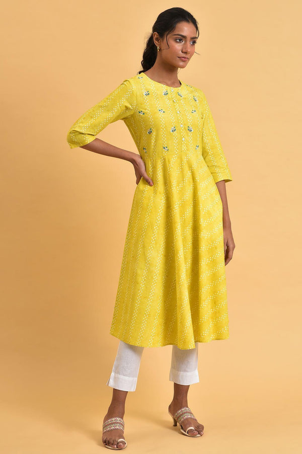 Yellow Cotton Flared Summer Dress