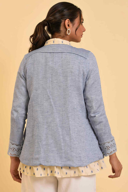 Blue Cotton Flax Summer Jacket - wforwoman