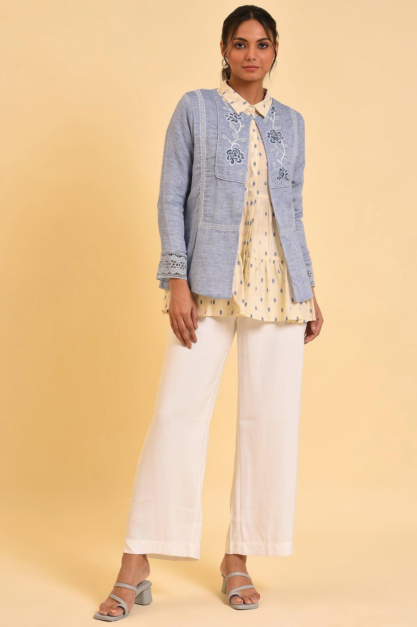 Blue Cotton Flax Summer Jacket - wforwoman