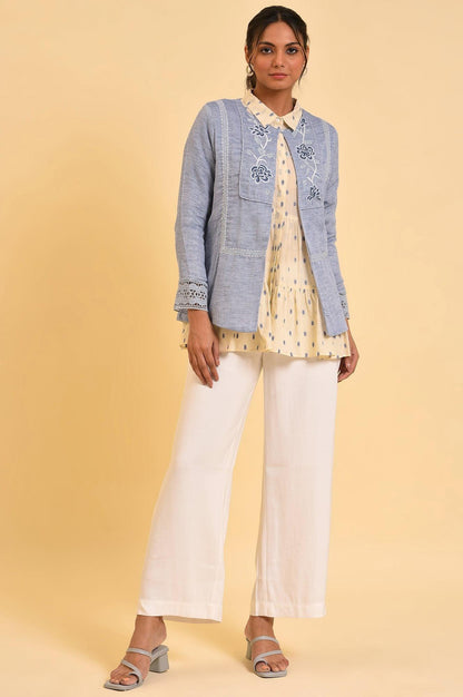 Blue Cotton Flax Summer Jacket - wforwoman