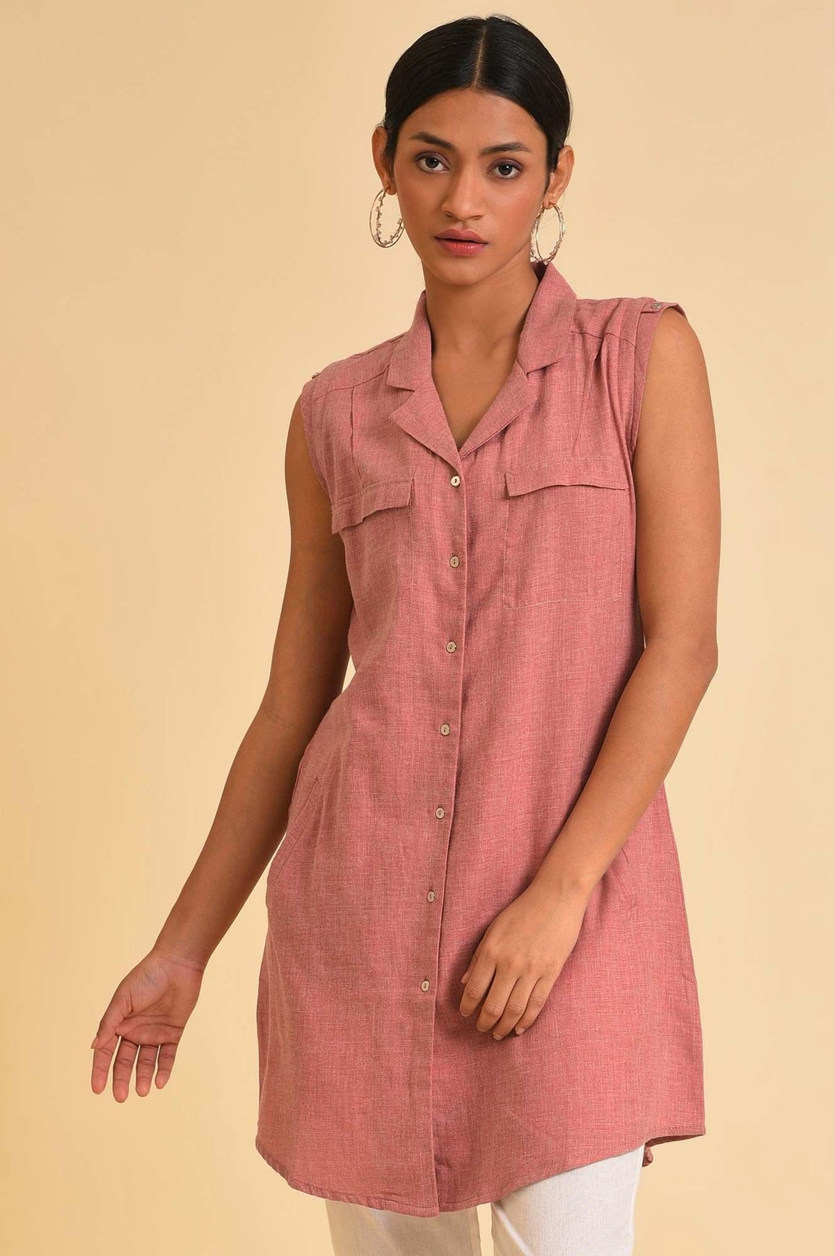 Pink Western Tunic With Embroidery - XS