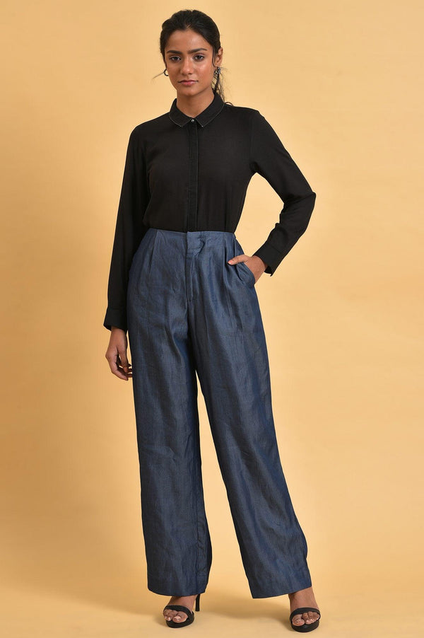 Black Rayon Women Western Shirt