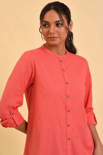 Peach Button Down Western Top - wforwoman