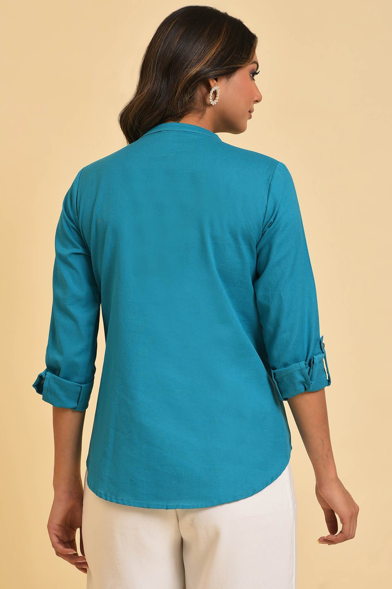 Blue Button Down Western Top