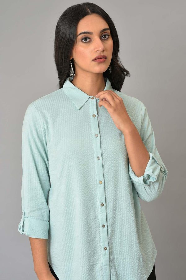Light Blue Western Button-Down Top