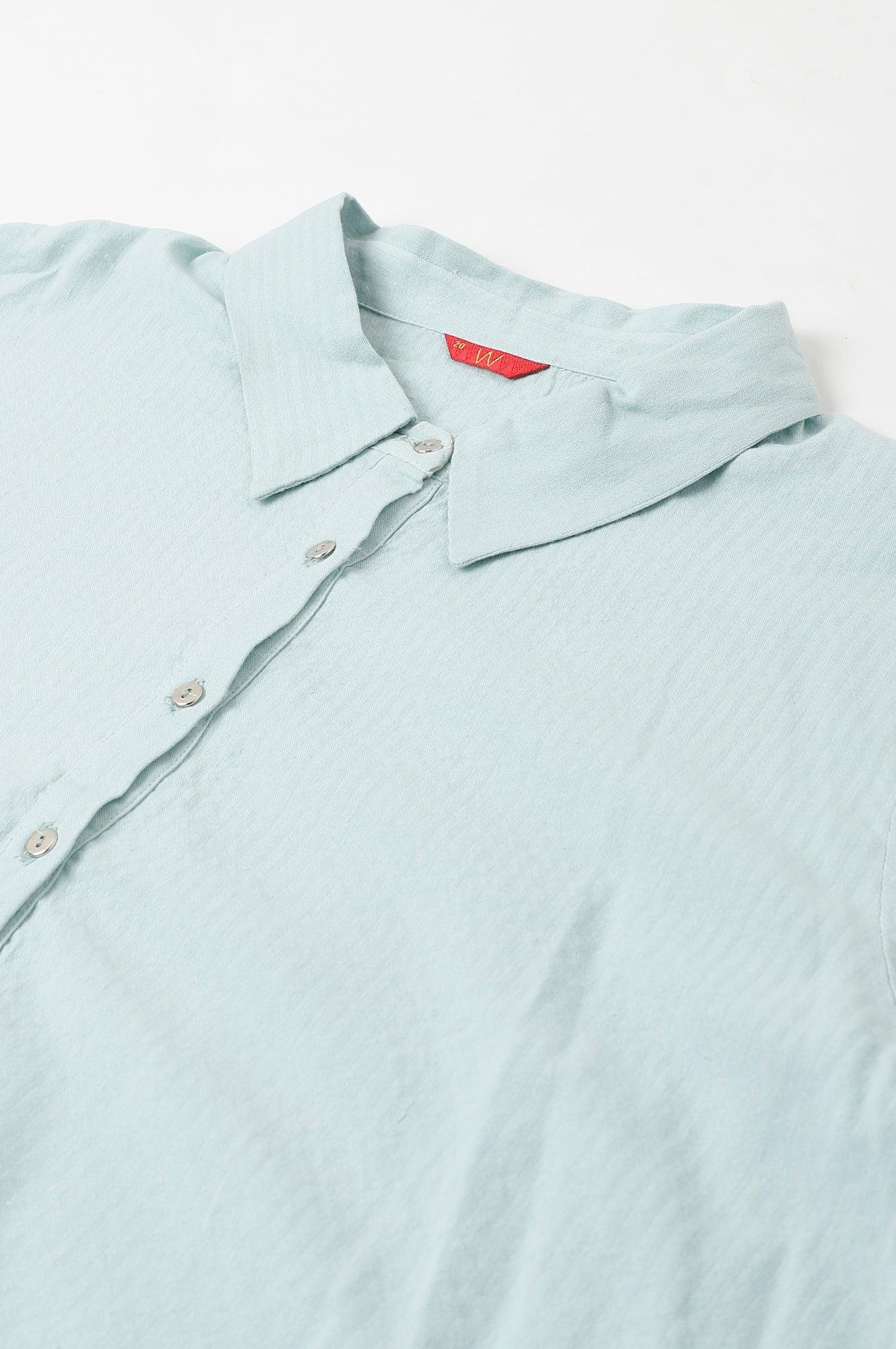 Light Blue Western Buton-Down Plus Size Top - wforwoman