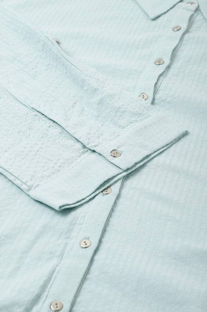 Light Blue Western Buton-Down Plus Size Top - wforwoman