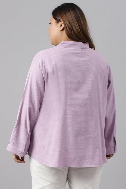 Light Purple Shirt Collar Plus Size Top - wforwoman