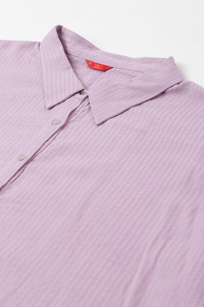 Light Purple Shirt Collar Plus Size Top - wforwoman