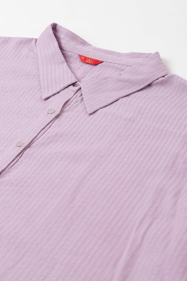 Light Purple Shirt Collar Plus Size Top