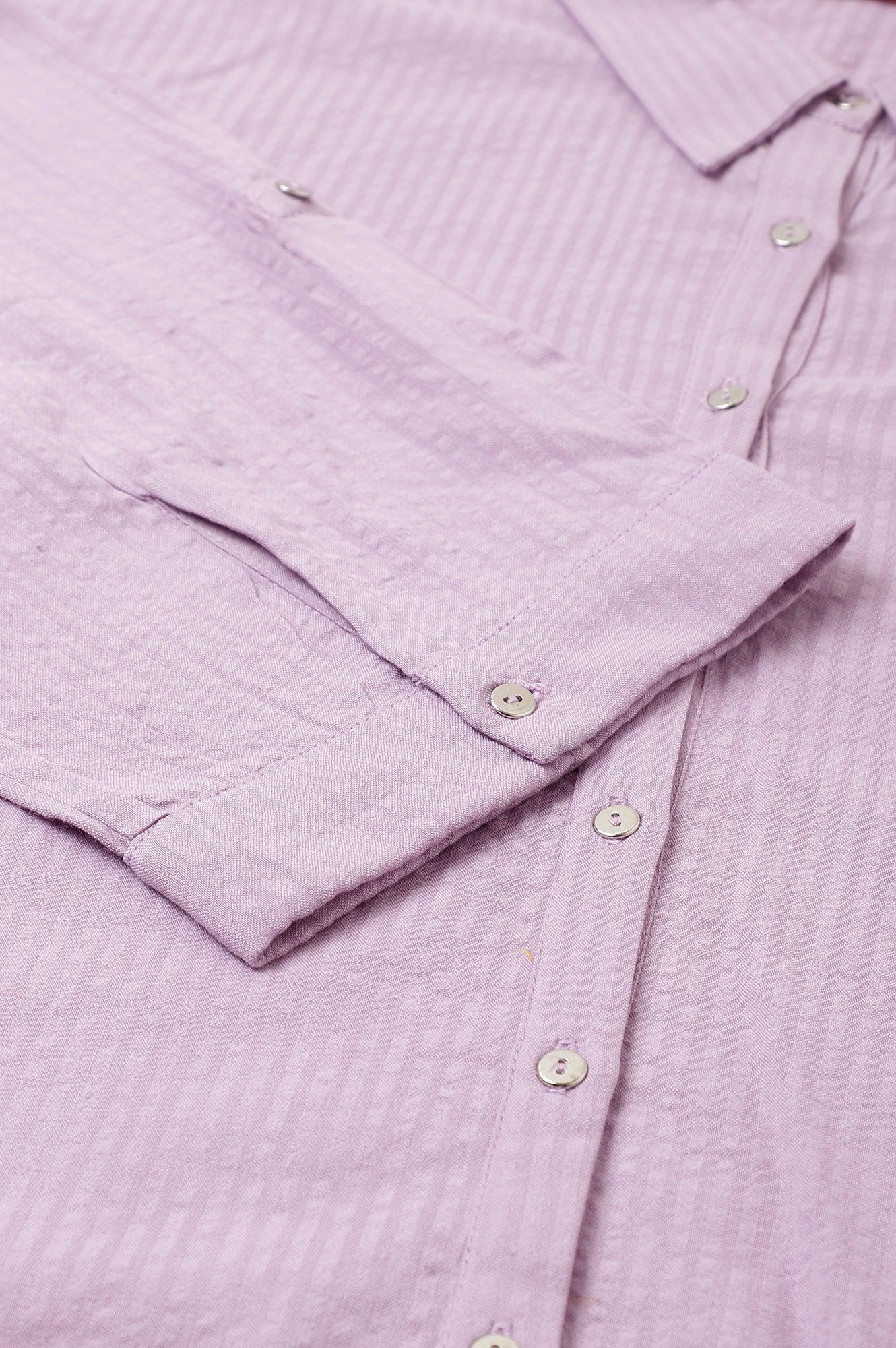 Light Purple Shirt Collar Plus Size Top - wforwoman
