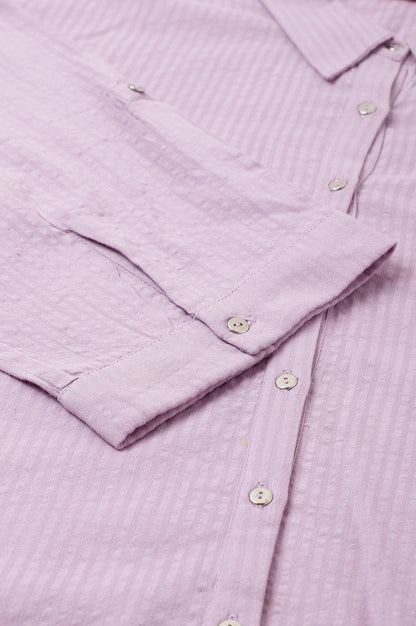 Light Purple Shirt Collar Plus Size Top - wforwoman