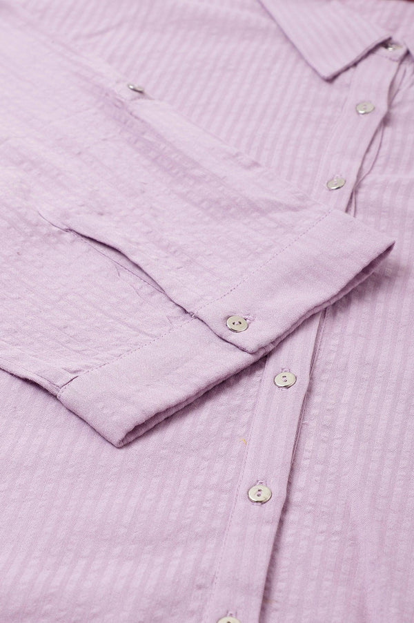 Light Purple Shirt Collar Plus Size Top
