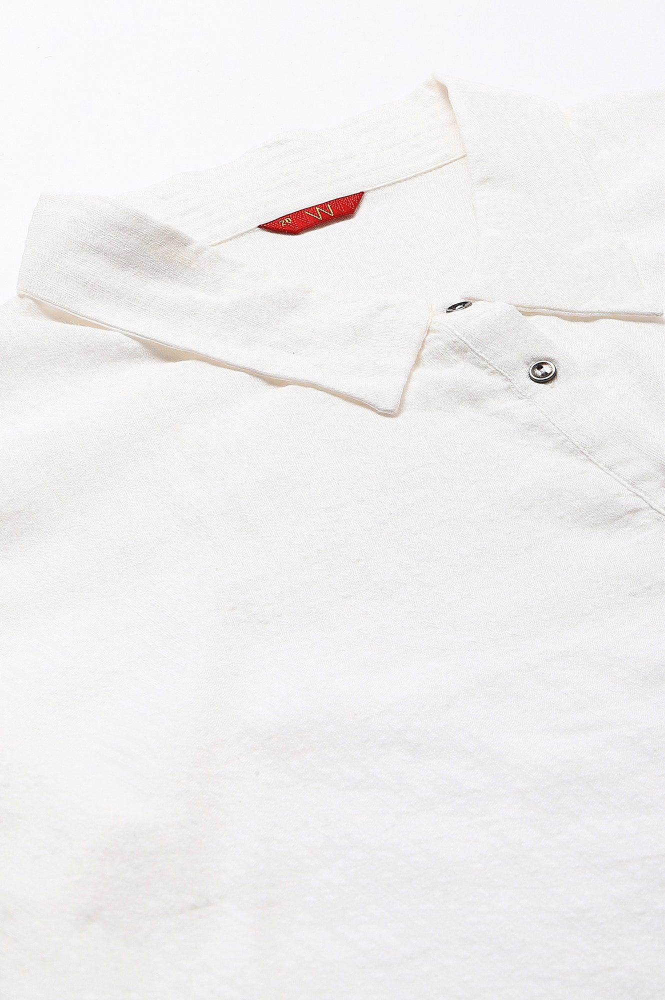 Ecru Shirt Collar Plus Size Top - wforwoman